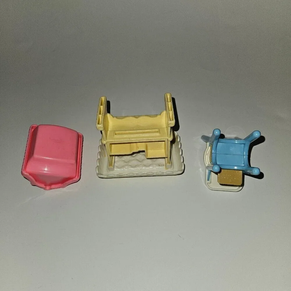 Fisher Price Loving Family Baby Furniture Lot Cradle Highchair Changing Table